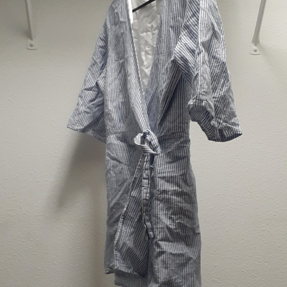 MINKPINK Striped Blue White Wrap Romper